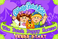 Cabbage Patch Kids: The Patch Puppy Rescue title screen for GameBoy Advance